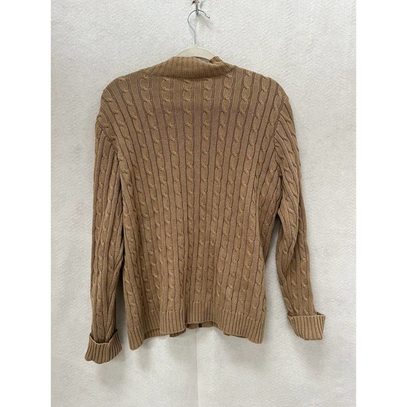 Liz Claiborne Sweater Womens Large tan- brown Zip Up Cardigan Liz Sport Cotton - Picture 4 of 12